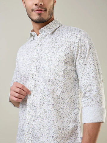 Green Printed Regular Fit Shirt TIM PARIS