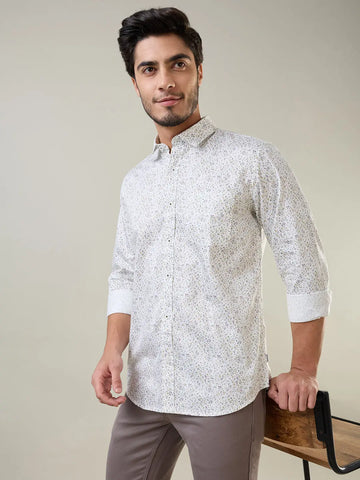 Green Printed Regular Fit Shirt TIM PARIS