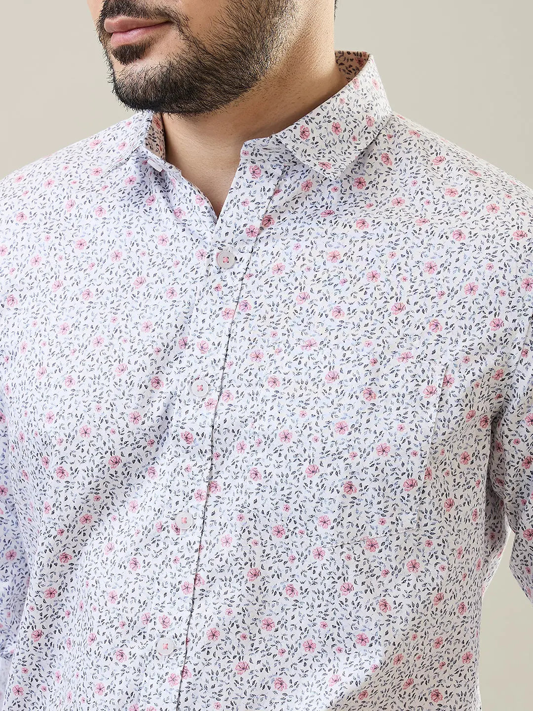 Pink Printed Casual Shirt Tim Paris