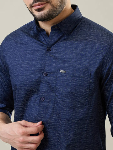 Blue Printed Regular Fit Shirt TIM PARIS