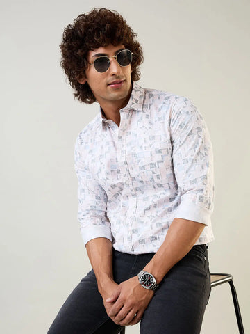 Pink Printed Regular Fit Shirt Tim Paris