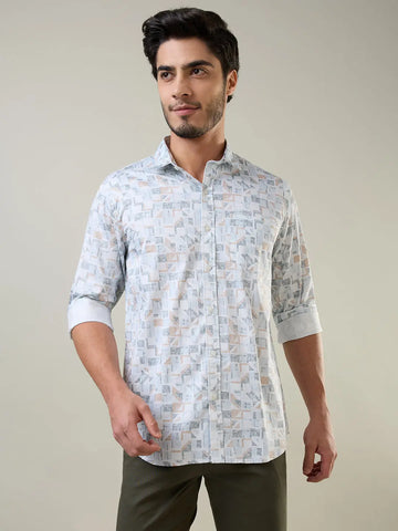 Teal Printed Shirt Tim Paris