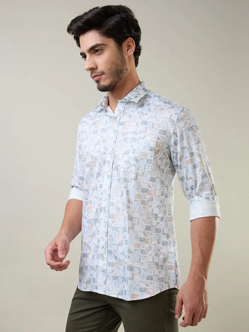Teal Printed Shirt Tim Paris