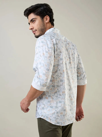 Teal Printed Shirt Tim Paris