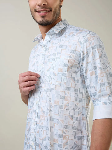 Teal Printed Shirt Tim Paris
