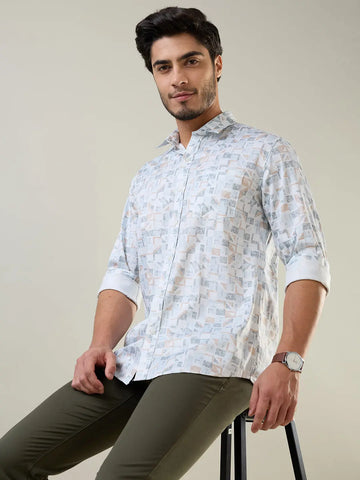 Teal Printed Shirt Tim Paris
