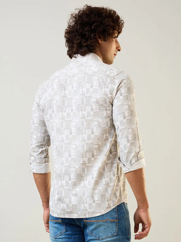 Beige Printed Regular Fit Shirt TIM PARIS