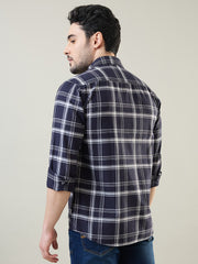 Navy Checkered Regular Fit Shirt