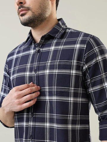 Navy Checkered Regular Fit Shirt TIM PARIS