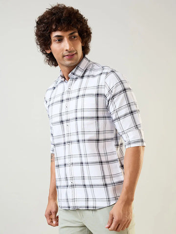 White Checkered Regular Fit Shirt TIM PARIS