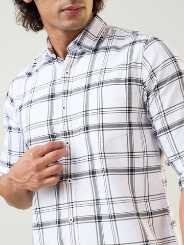 White Checkered Regular Fit Shirt TIM PARIS
