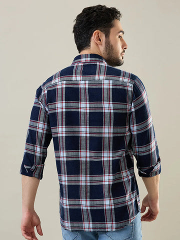 Indigo Blue Checkered Shirt Tim Paris