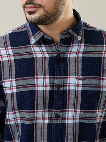 Indigo Blue Checkered Shirt Tim Paris
