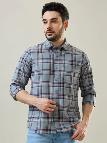 Grey Checkered Shirt Tim Paris
