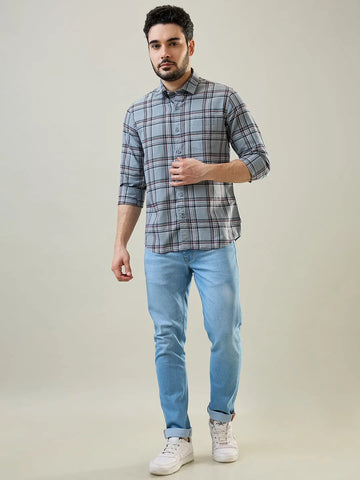 Grey Checkered Shirt Tim Paris