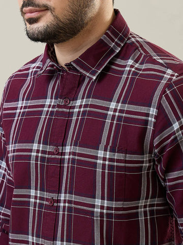 Maroon Checkered Regular Fit Shirt TIM PARIS