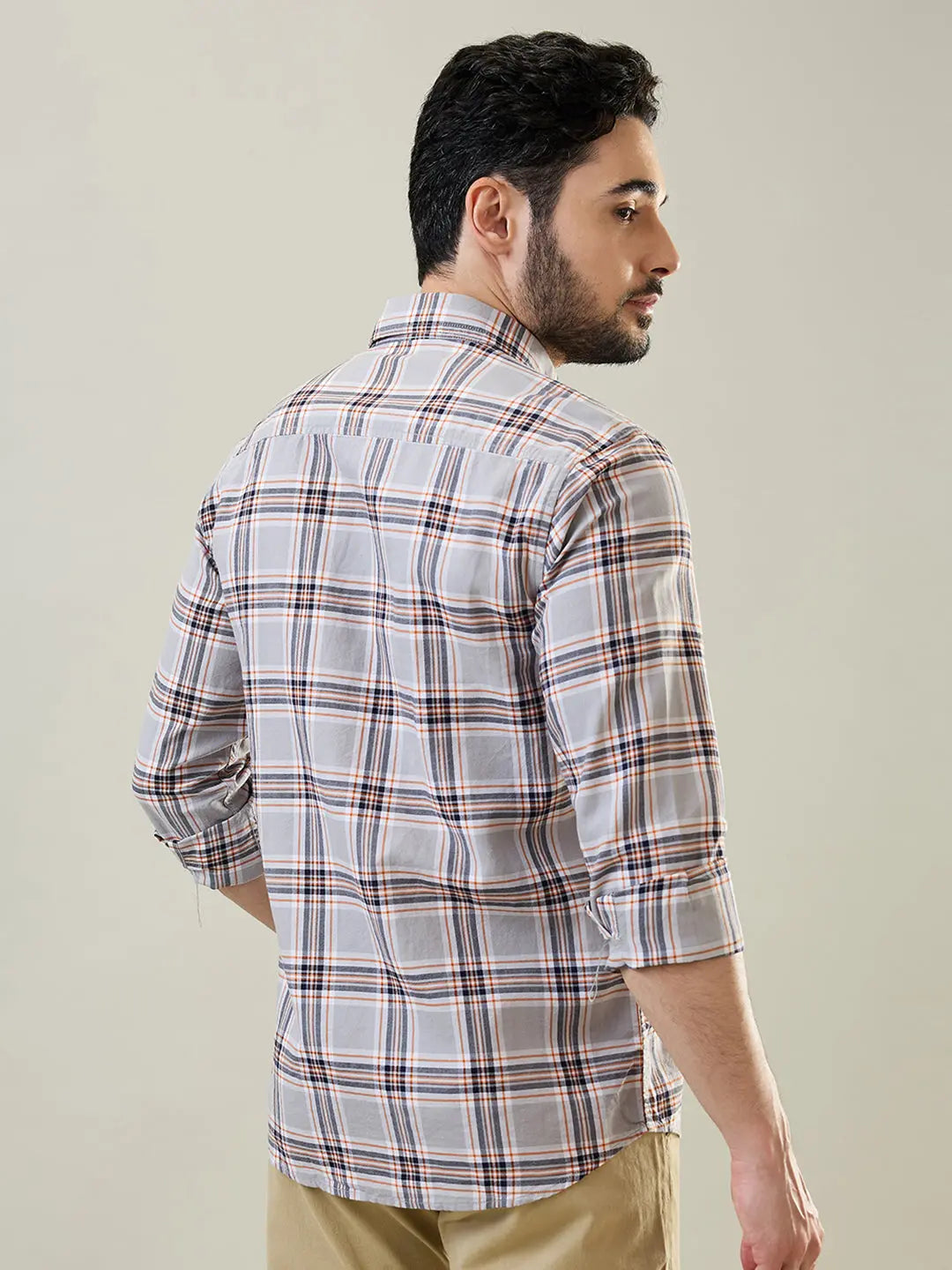 Grey Checkered Regular Fit Shirt TIM PARIS