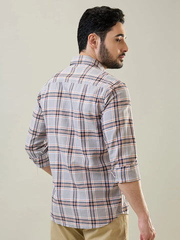 Grey Checkered Regular Fit Shirt TIM PARIS