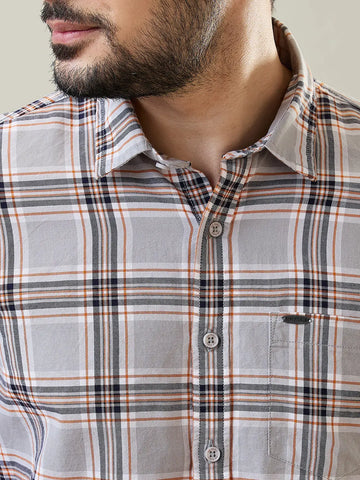 Grey Checkered Regular Fit Shirt TIM PARIS