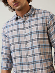 Light Grey Checkered Regular Fit Shirt