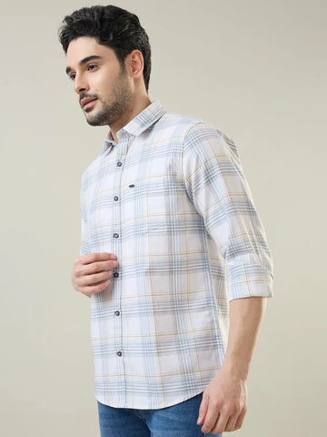 White Checkered Regular Fit Shirt TIM PARIS