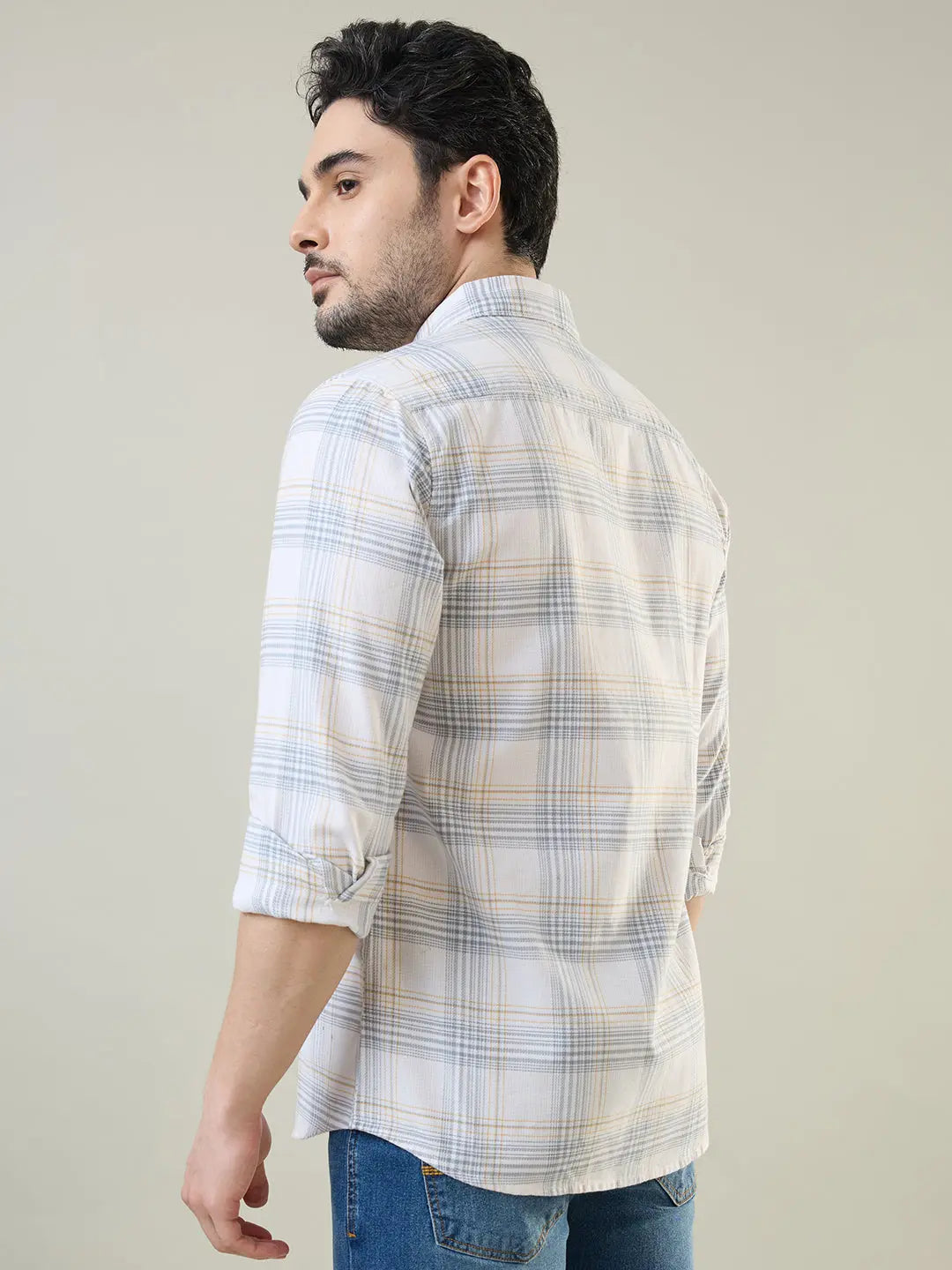 White Checkered Regular Fit Shirt TIM PARIS