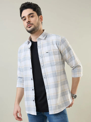 White Checkered Regular Fit Shirt TIM PARIS
