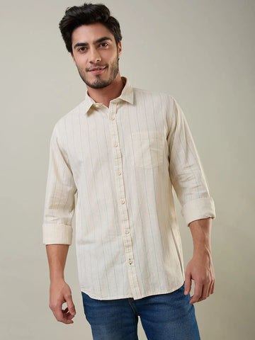 Green Striped Regular Fit Shirt TIM PARIS