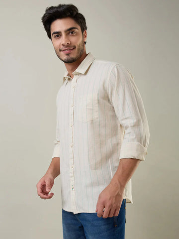 Green Striped Regular Fit Shirt TIM PARIS