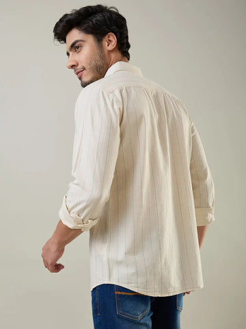 Green Striped Regular Fit Shirt TIM PARIS