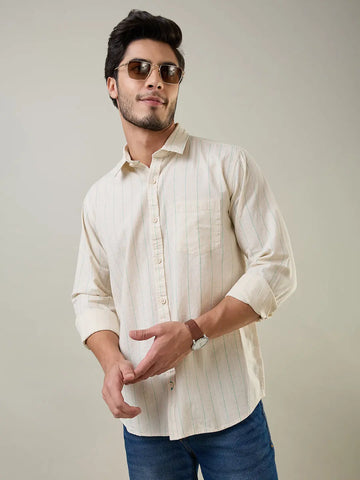 Green Striped Regular Fit Shirt TIM PARIS