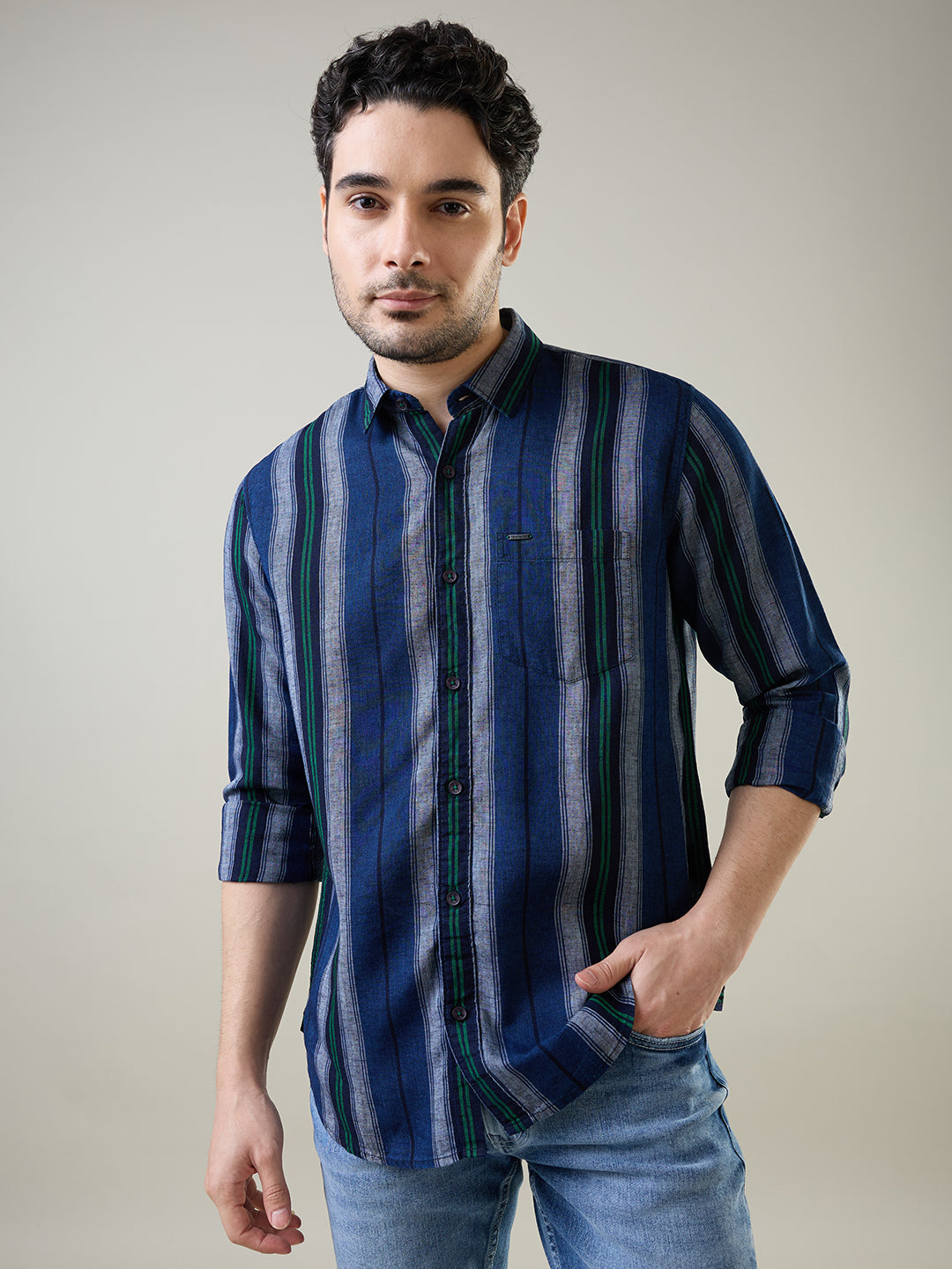 Green Striped Shirt