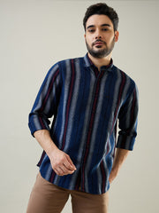 Red Striped Regular Fit Shirt