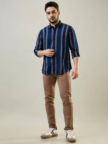 Red Striped Regular Fit Shirt Tim Paris