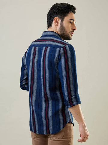 Red Striped Regular Fit Shirt Tim Paris