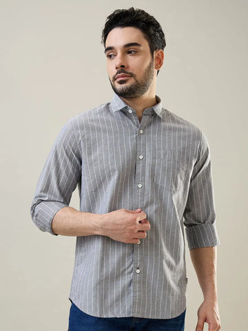 Grey Striped Shirt Tim Paris