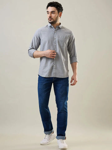 Grey Striped Shirt Tim Paris