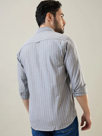 Grey Striped Shirt Tim Paris