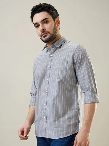 Grey Striped Shirt Tim Paris