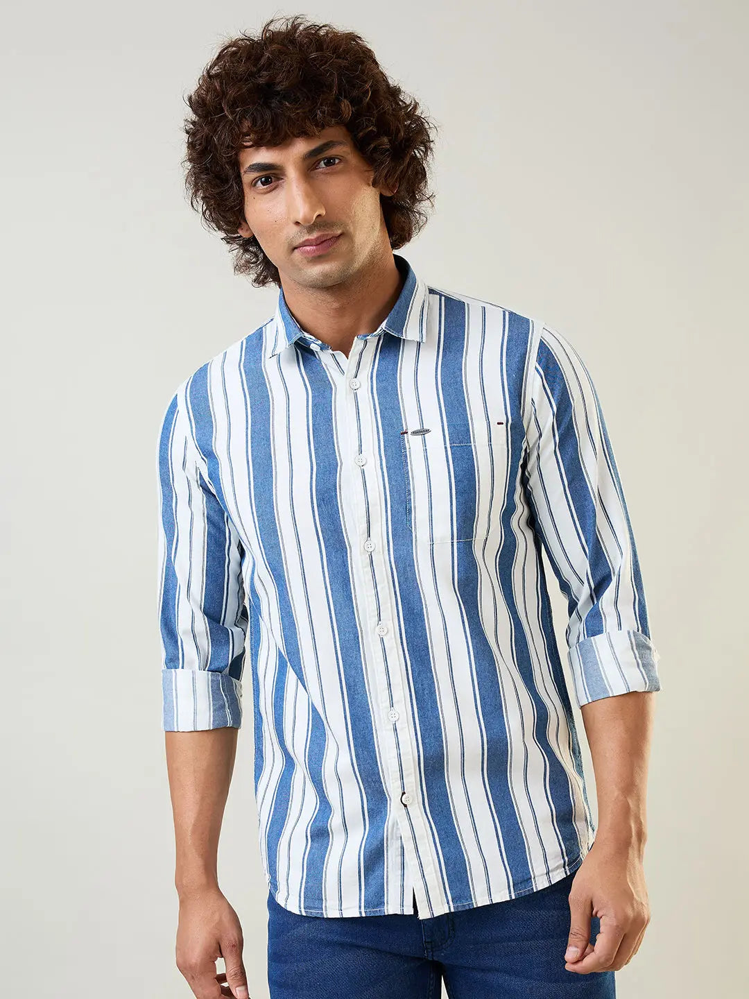 Indigo Striped Regular Fit Shirt TIM PARIS