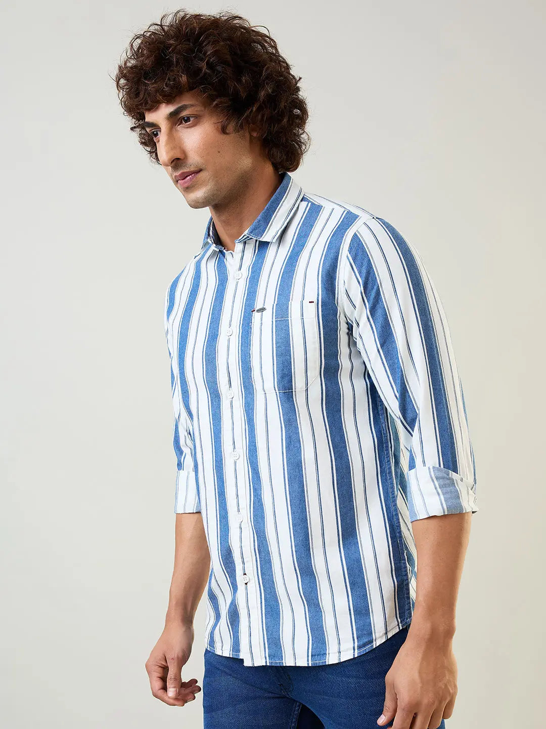 Indigo Striped Regular Fit Shirt TIM PARIS