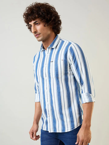 Indigo Striped Regular Fit Shirt TIM PARIS