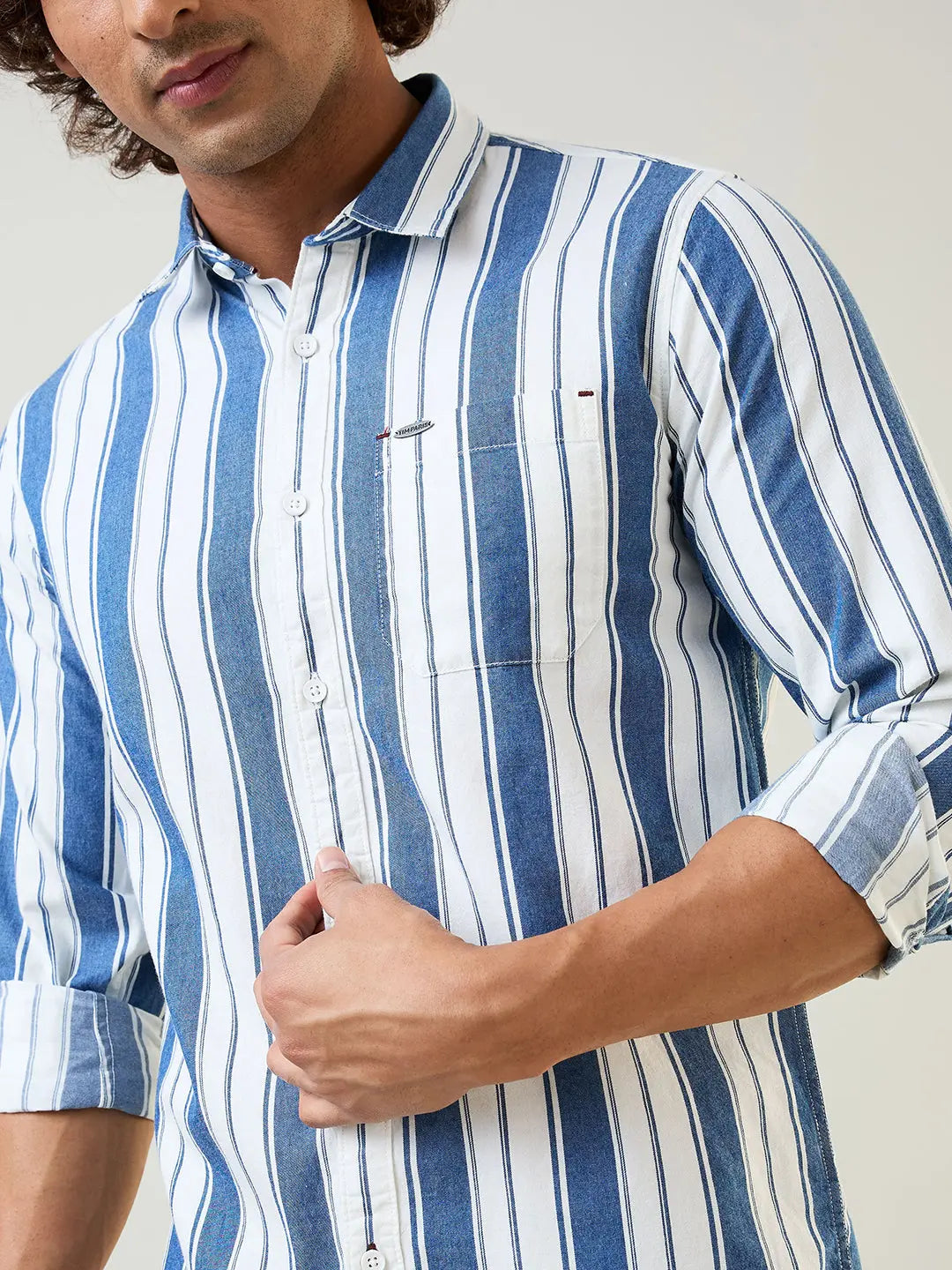 Indigo Striped Regular Fit Shirt TIM PARIS