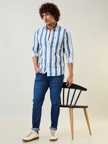 Indigo Striped Regular Fit Shirt TIM PARIS