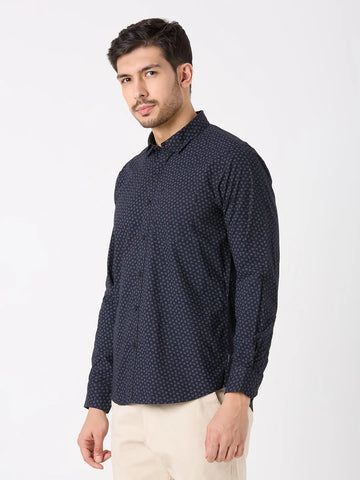Blue Printed Regular Fit Shirt TIM PARIS