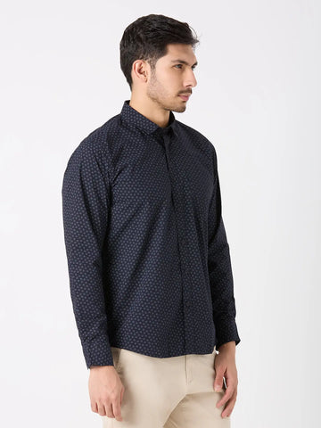 Blue Printed Regular Fit Shirt TIM PARIS