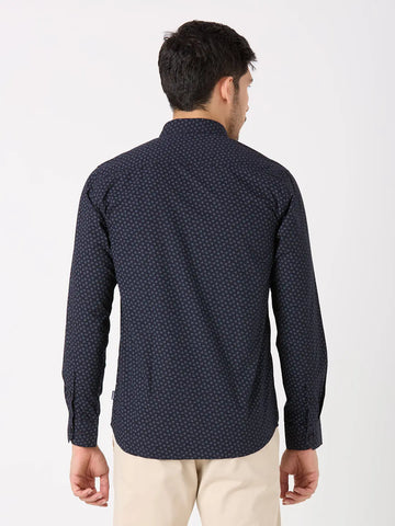 Blue Printed Regular Fit Shirt TIM PARIS