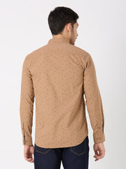 Light Brown Printed Regular Fit Shirt