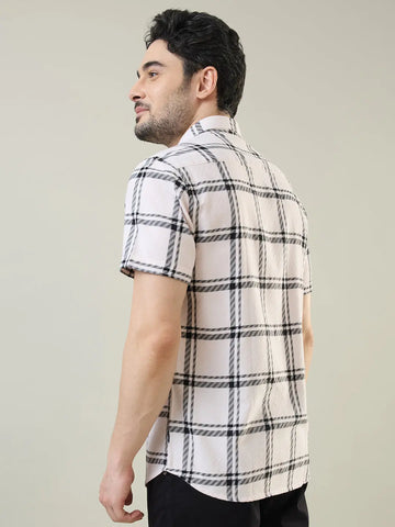 White Checkered Regular Fit Shirt TIM PARIS