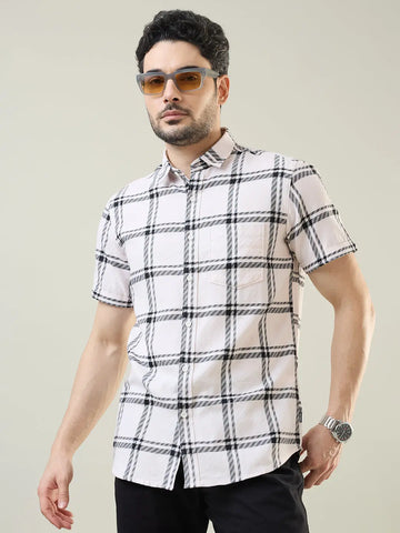 White Checkered Regular Fit Shirt TIM PARIS